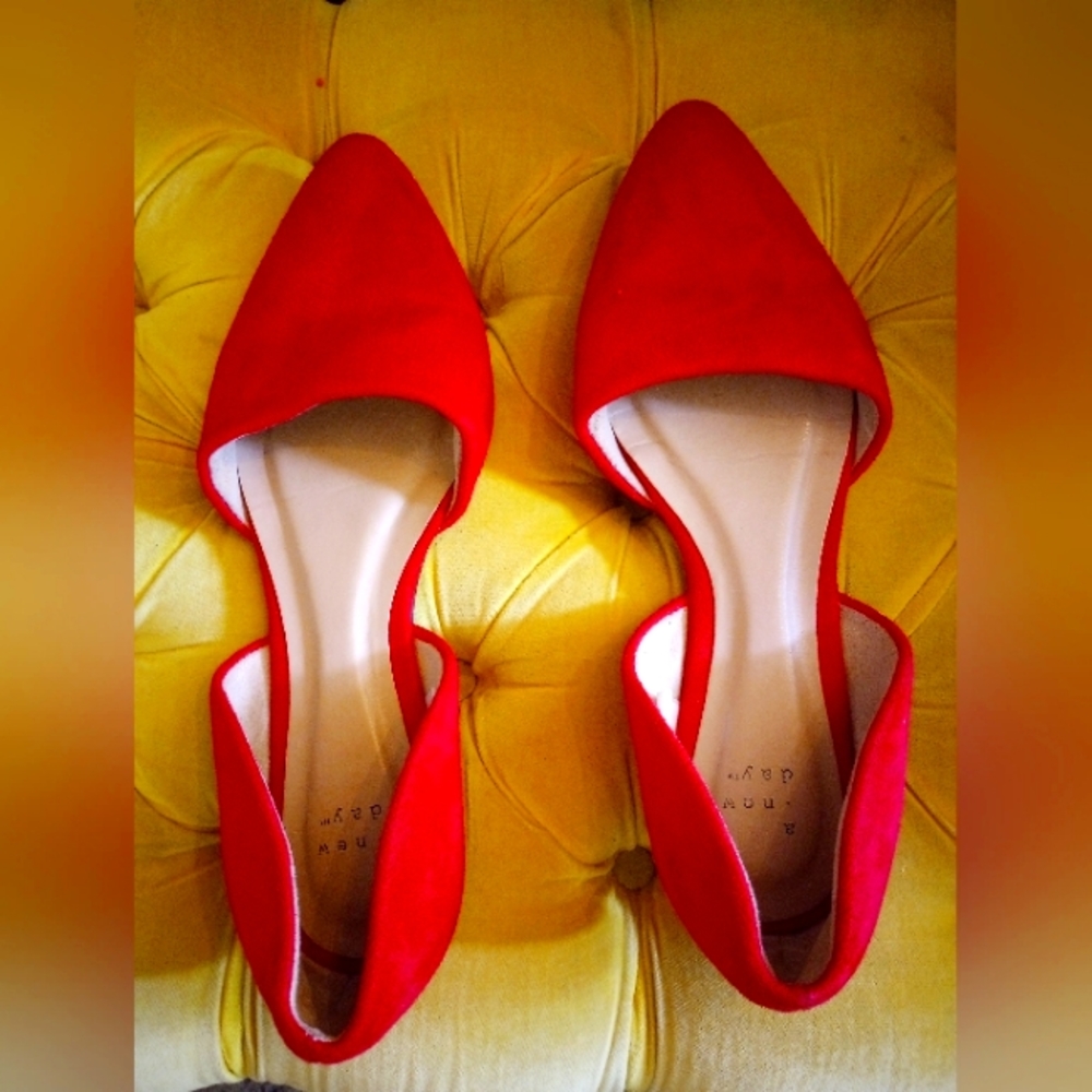 Red Slip On Pointed-Toe Flats size 7